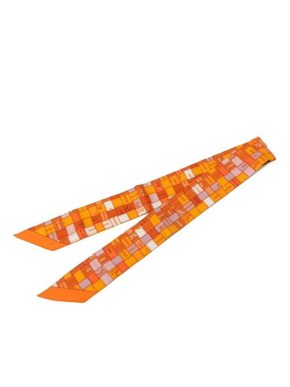 Hermes Twilly Bolduc AU Carre Scarf Orange Silk
